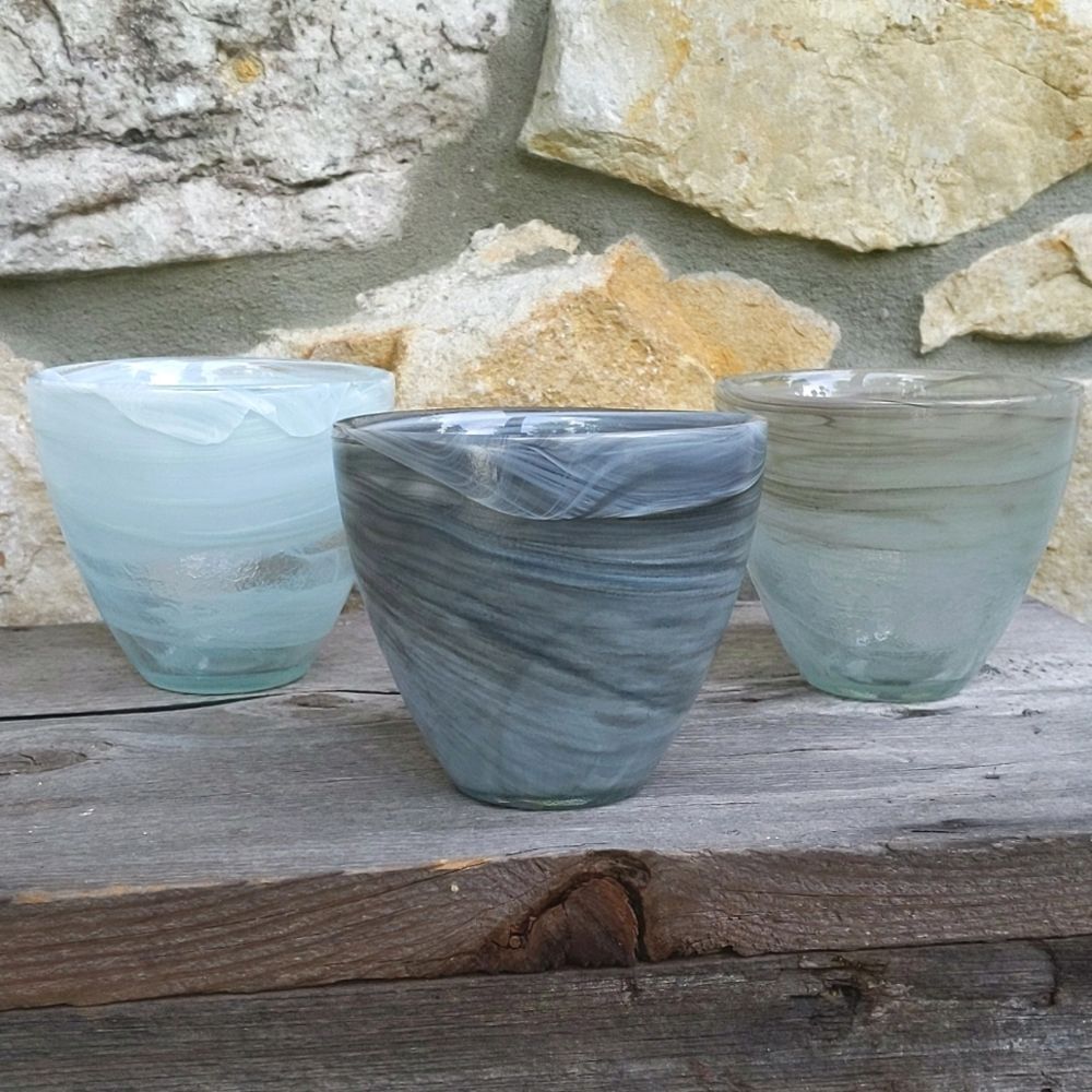 Ecoglass‎ Coastal Votive Candle Holders Swirl Recycled Glass Eco-friendly